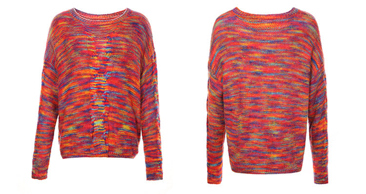 Sweaters - Cozy Loose Multicolor Knit Sweater Knitwear