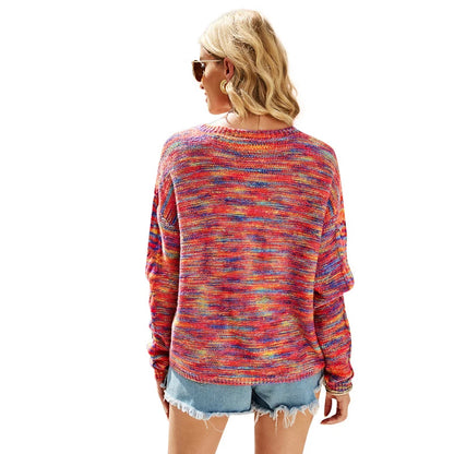 Sweaters - Cozy Loose Multicolor Knit Sweater Knitwear