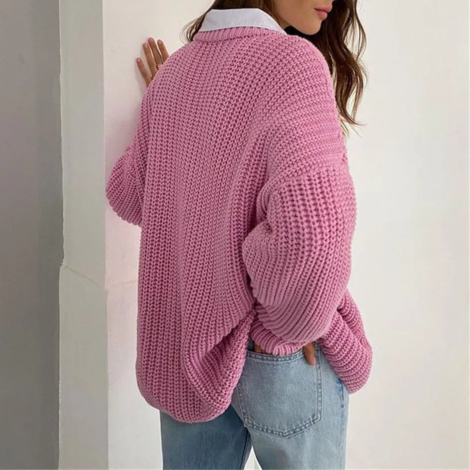 Sweaters - Crew Neck Loose Sweater for Chill Days