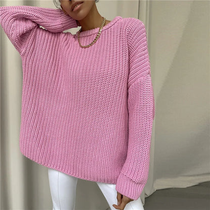 Sweaters - Crew Neck Loose Sweater for Chill Days