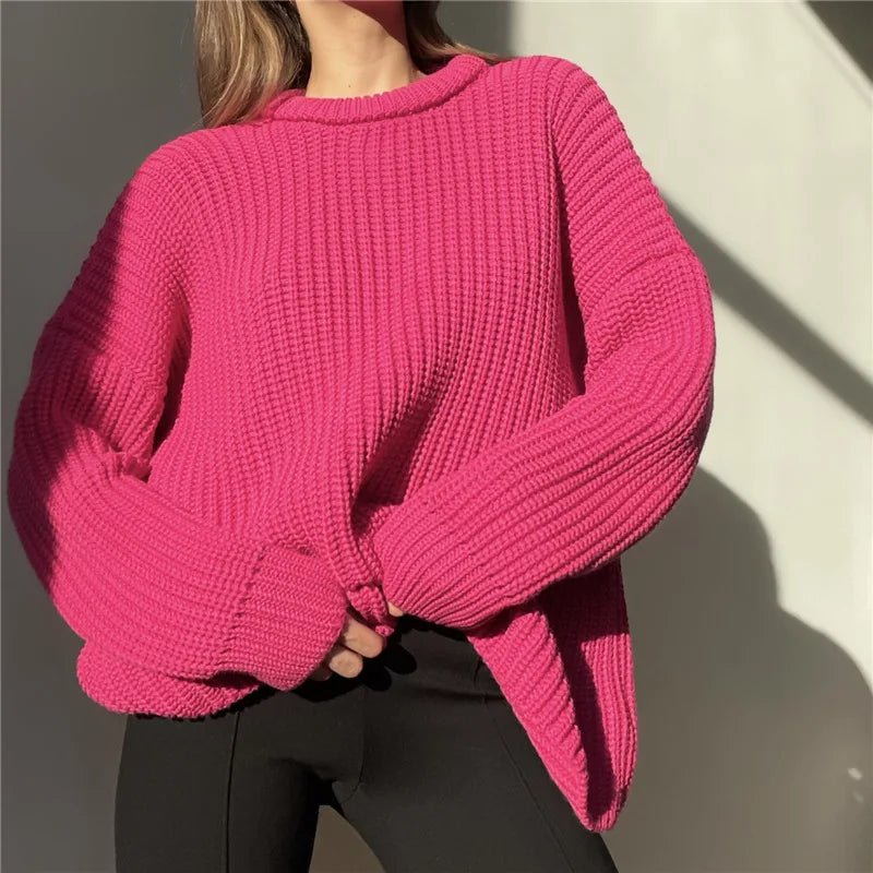 Sweaters - Crew Neck Loose Sweater for Chill Days