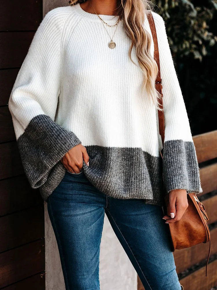 Sweaters - Crewneck Oversized Patchwork Sweaters