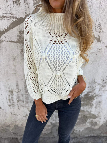 Sweaters - Diamond Open-Knit Sweater Transitional Layering