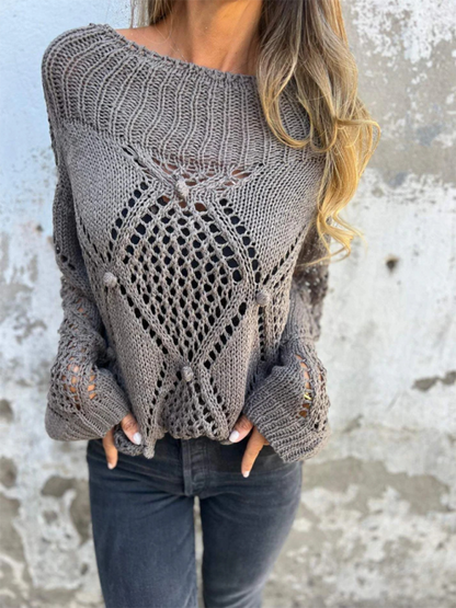 Sweaters - Diamond Open-Knit Sweater Transitional Layering