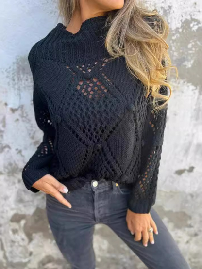 Sweaters - Diamond Open-Knit Sweater Transitional Layering