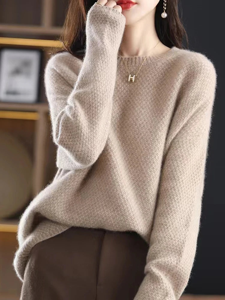 Sweaters - Elegant Winter Ivory Thick Wool Sweater Merino Jumper