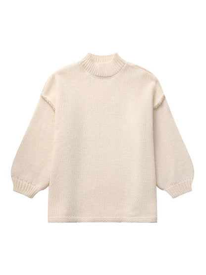 Sweaters - Exposed Seam Sweater Knit Oversized Jumper