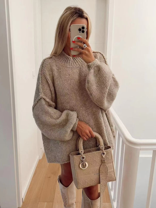 Sweaters - Exposed Seam Sweater Knit Oversized Jumper