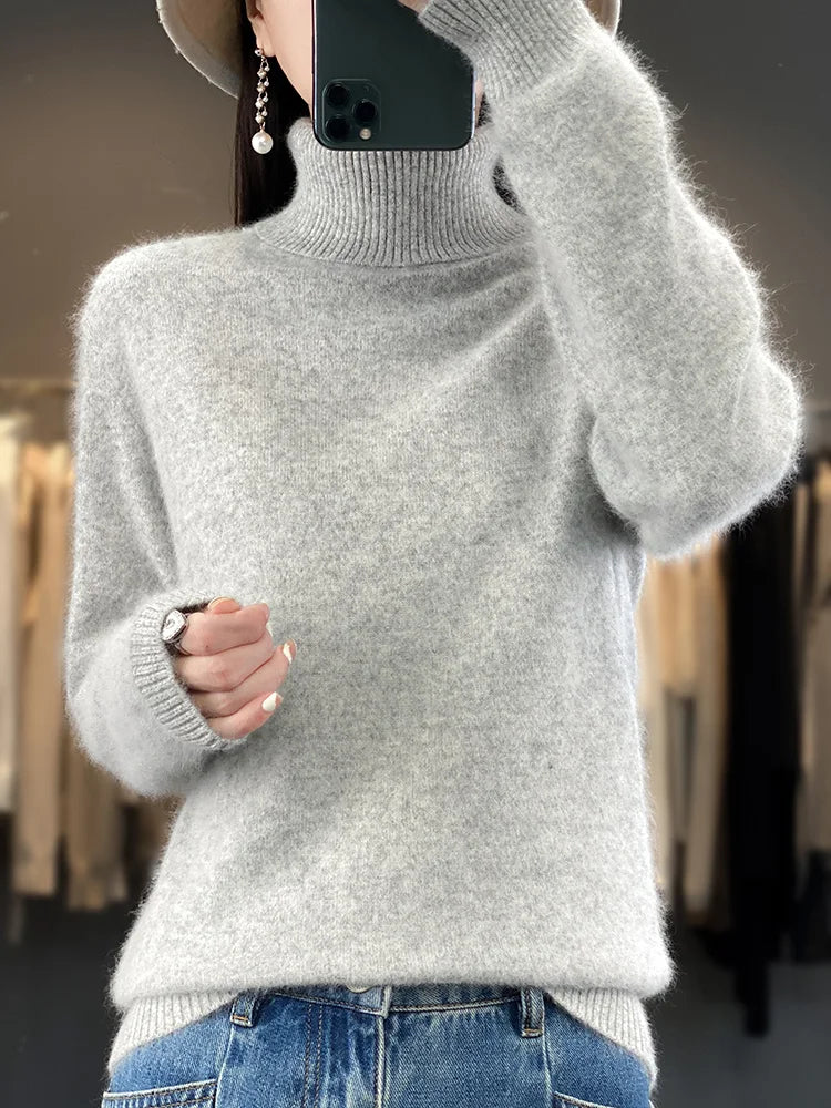 Sweaters - Fall/Winter Cashmere Sweater for Women Turtleneck Jumper