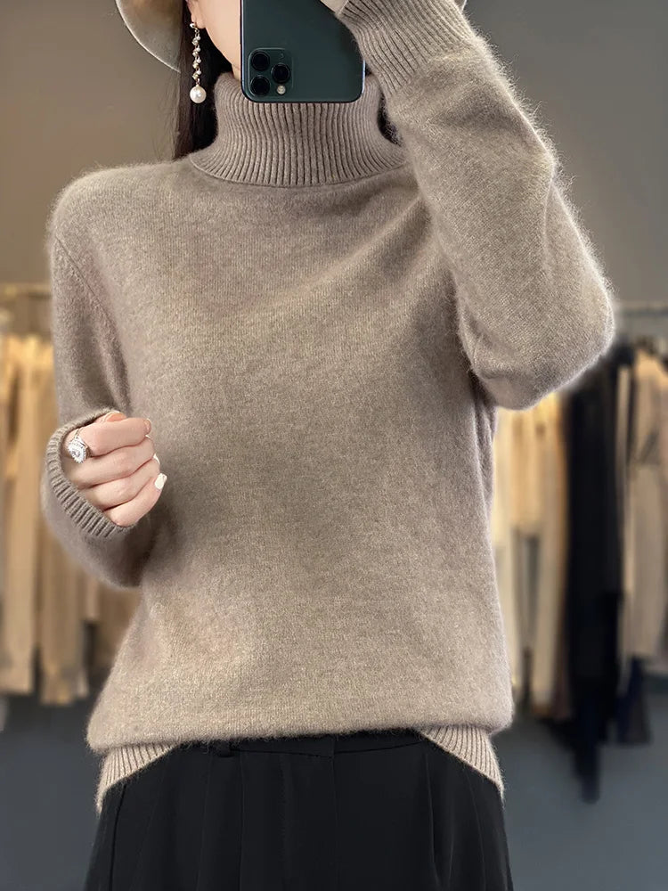 Sweaters - Fall/Winter Cashmere Sweater for Women Turtleneck Jumper