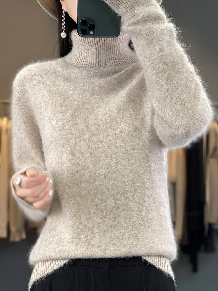 Sweaters - Fall/Winter Cashmere Sweater for Women Turtleneck Jumper