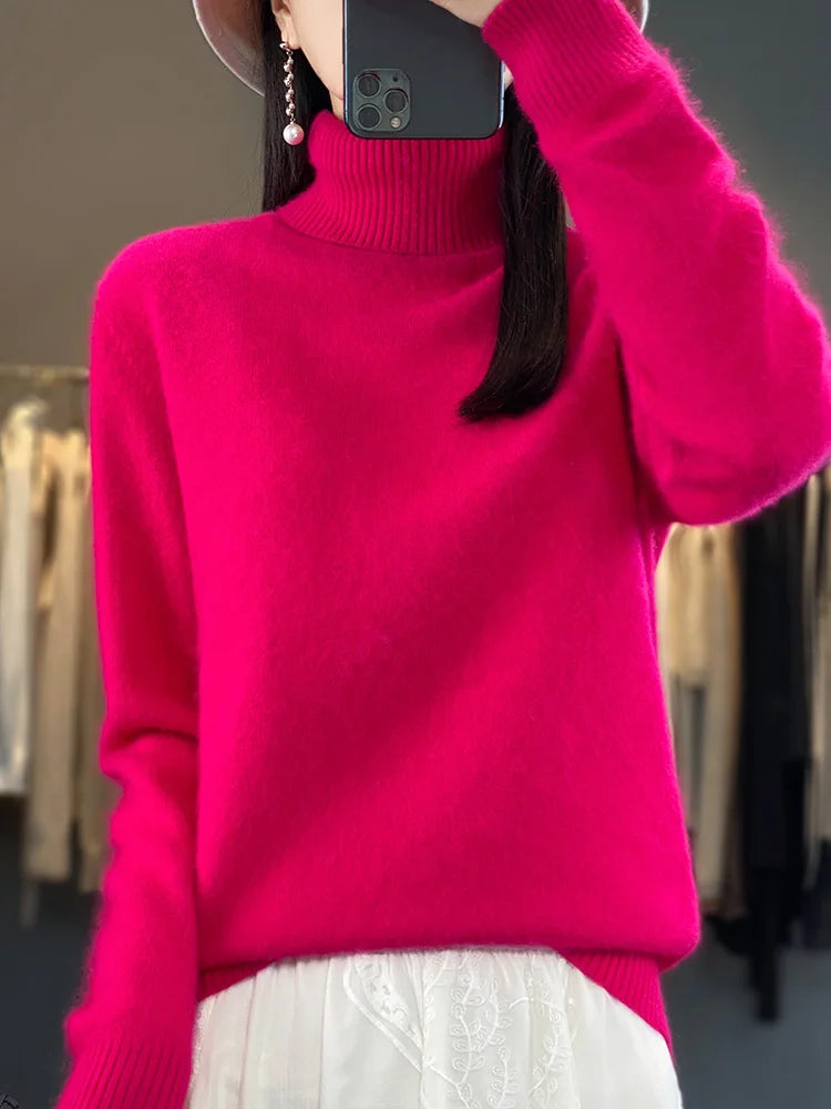 Sweaters - Fall/Winter Cashmere Sweater for Women Turtleneck Jumper