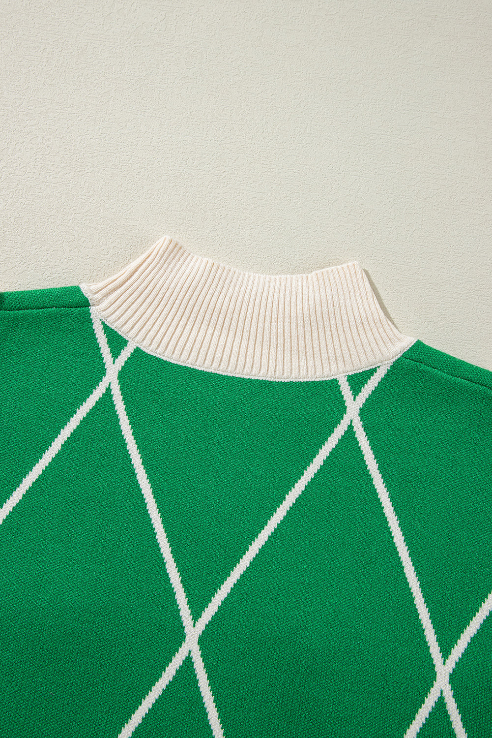 Sweaters - Festive Diamond Pattern Knit Sweater with Pom Accents