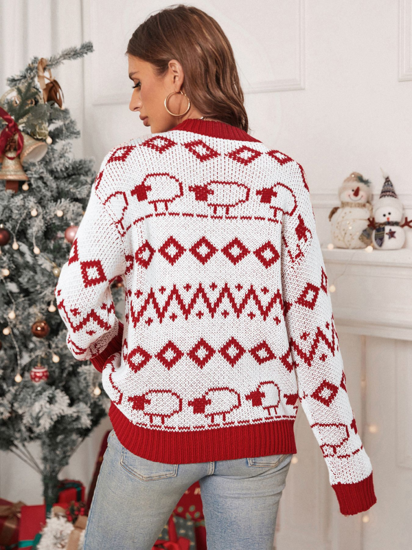 Sweaters - Festive Reindeer Holiday Sweater Snowflake Knitwear