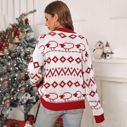 Sweaters - Festive Reindeer Holiday Sweater Snowflake Knitwear