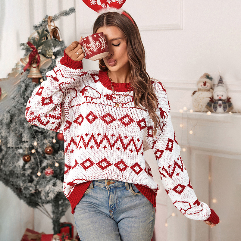 Sweaters - Festive Reindeer Holiday Sweater Snowflake Knitwear