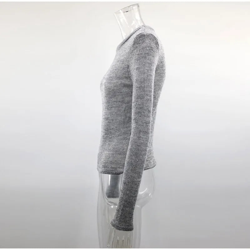 Sweaters - Fluffy See-through Knitwear Heather Grey Sweater