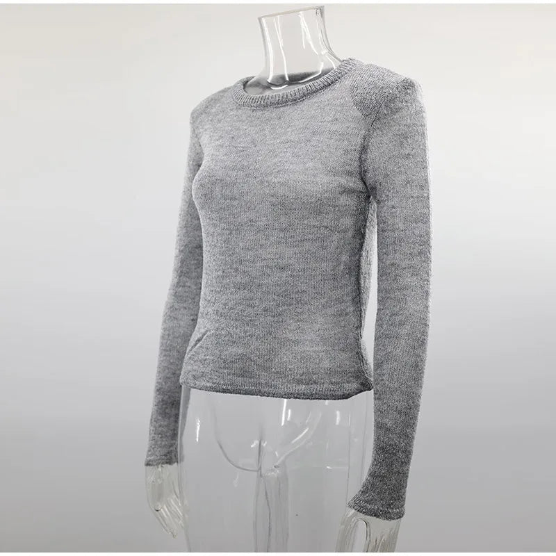 Sweaters - Fluffy See-through Knitwear Heather Grey Sweater