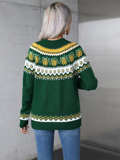 Sweaters - Halloween-Inspired Pumpkin Fair Isle Knit Sweater