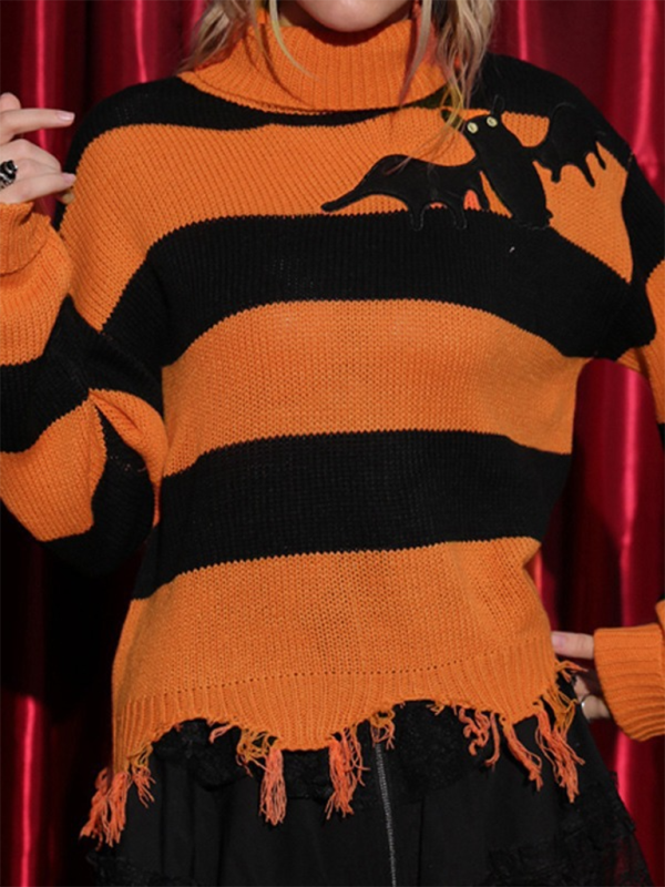 Sweaters - Halloween Oversized Sweater Black Cat Jumper