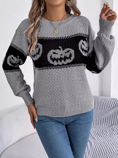 Sweaters - Halloween Pumpkin Face Sweater Autumn Festive Jumper