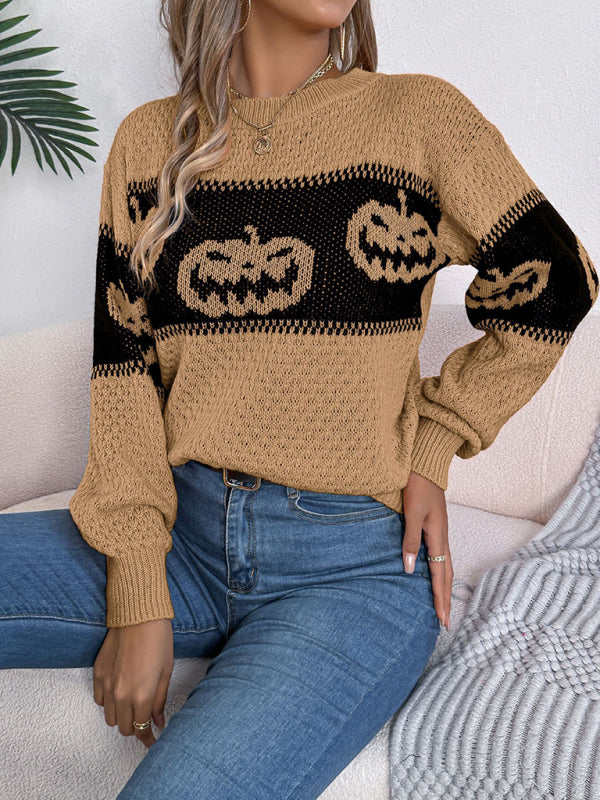 Sweaters - Halloween Pumpkin Face Sweater Autumn Festive Jumper