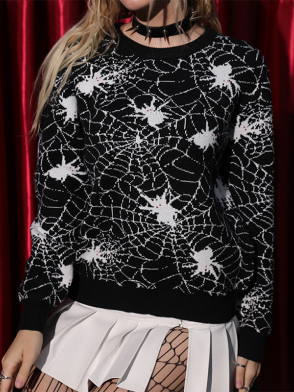 Sweaters - Halloween Spider Web Sweater Gothic Jumper