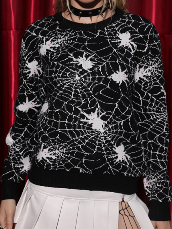 Sweaters - Halloween Spider Web Sweater Gothic Jumper