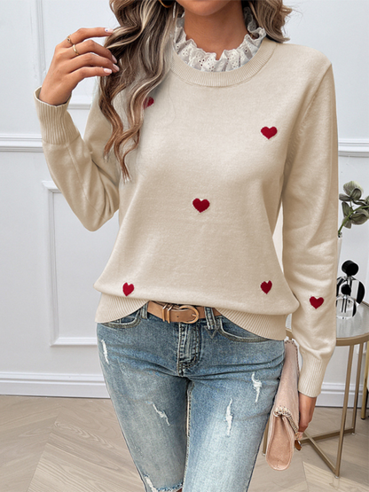 Heartfelt Jumper Comfy Green Sweater for Women