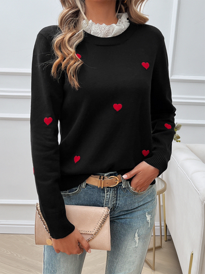 Heartfelt Jumper Comfy Green Sweater for Women