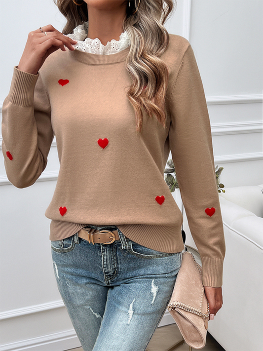 Heartfelt Jumper Comfy Green Sweater for Women