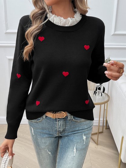 Heartfelt Jumper Comfy Green Sweater for Women