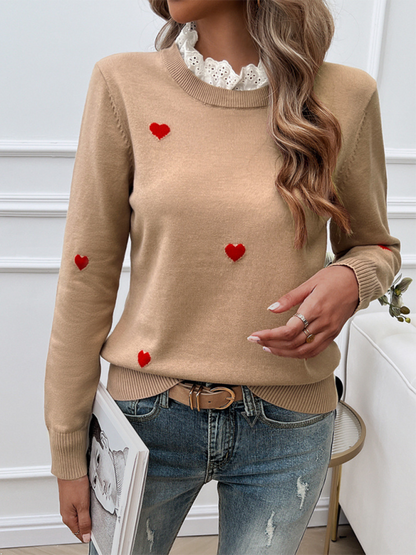 Heartfelt Jumper Comfy Green Sweater for Women