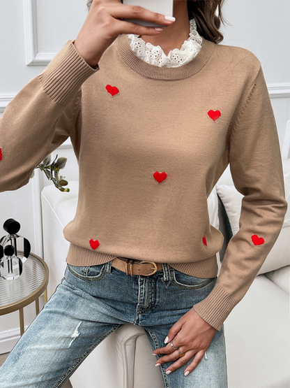 Heartfelt Jumper Comfy Green Sweater for Women