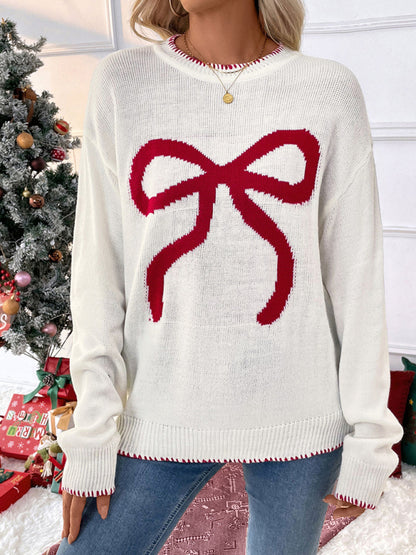 Sweaters - Holiday Cheer Bow Sweater Xmas Knitted Jumper