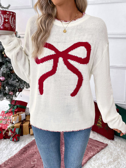 Sweaters - Holiday Cheer Bow Sweater Xmas Knitted Jumper