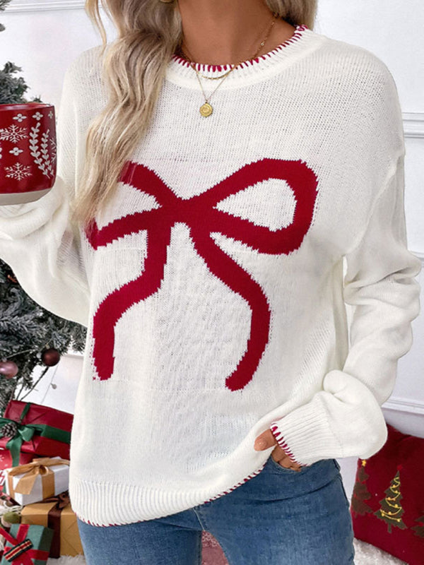 Sweaters - Holiday Cheer Bow Sweater Xmas Knitted Jumper