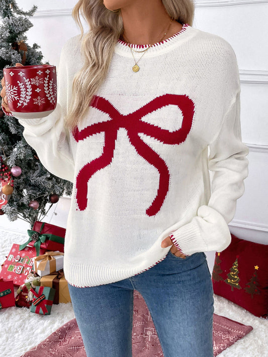 Sweaters - Holiday Cheer Bow Sweater Xmas Knitted Jumper