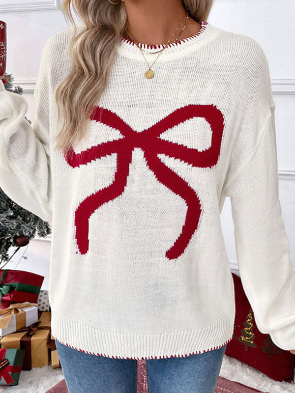 Sweaters - Holiday Cheer Bow Sweater Xmas Knitted Jumper