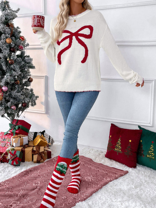 Sweaters - Holiday Cheer Bow Sweater Xmas Knitted Jumper