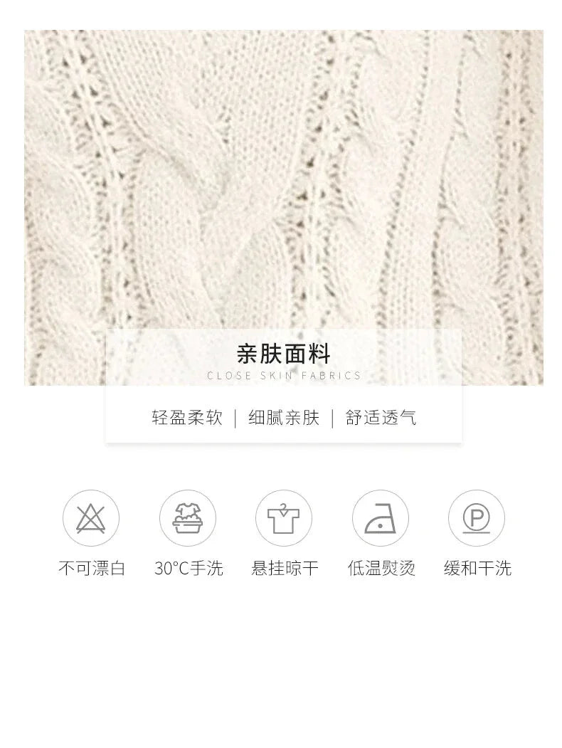 Sweaters- Loose Cable Knit V-Neck Sweater Jumper for Women- - Pekosa Women Fashion