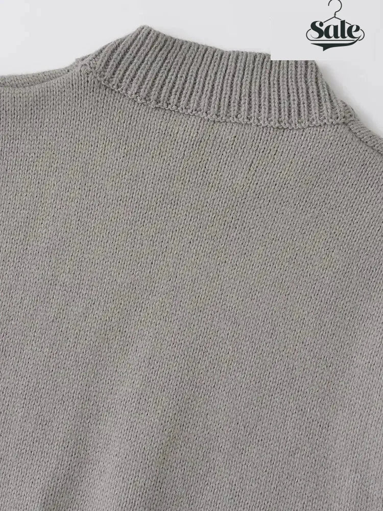 Sweaters - Minimalist High-Neck Sweater Gray Sleeveless Topper