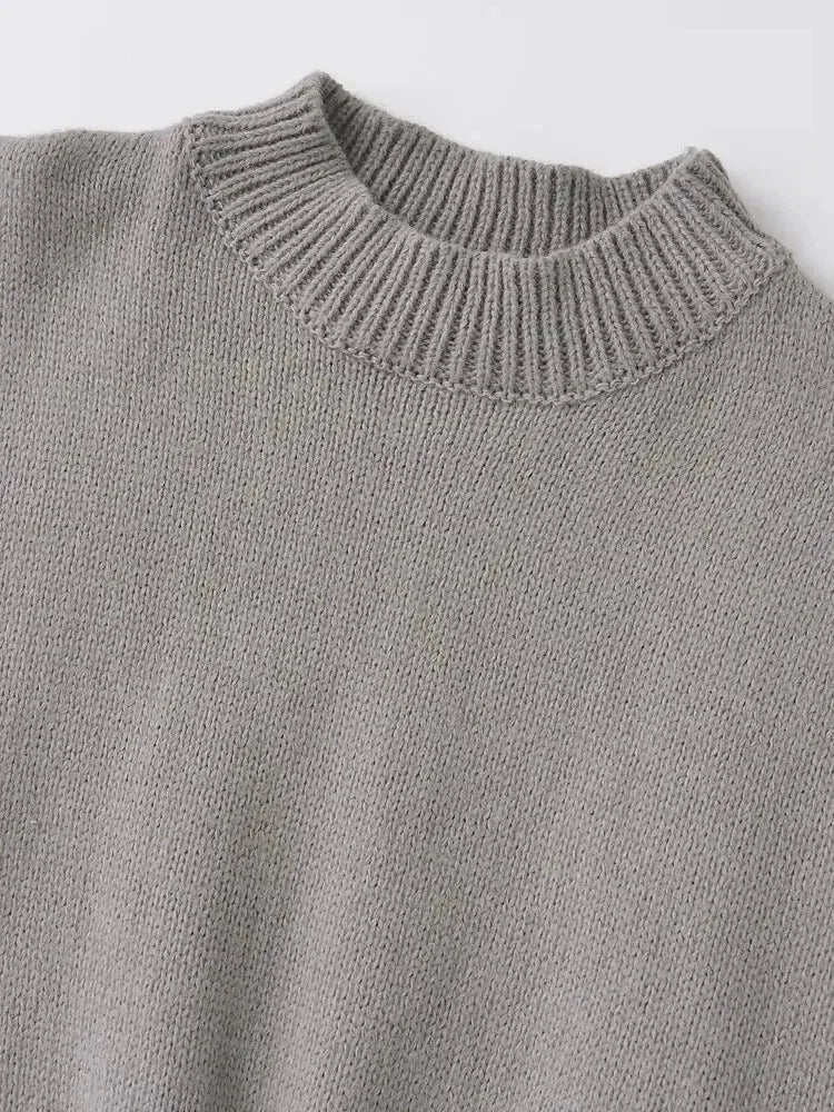 Sweaters - Minimalist High-Neck Sweater Gray Sleeveless Topper