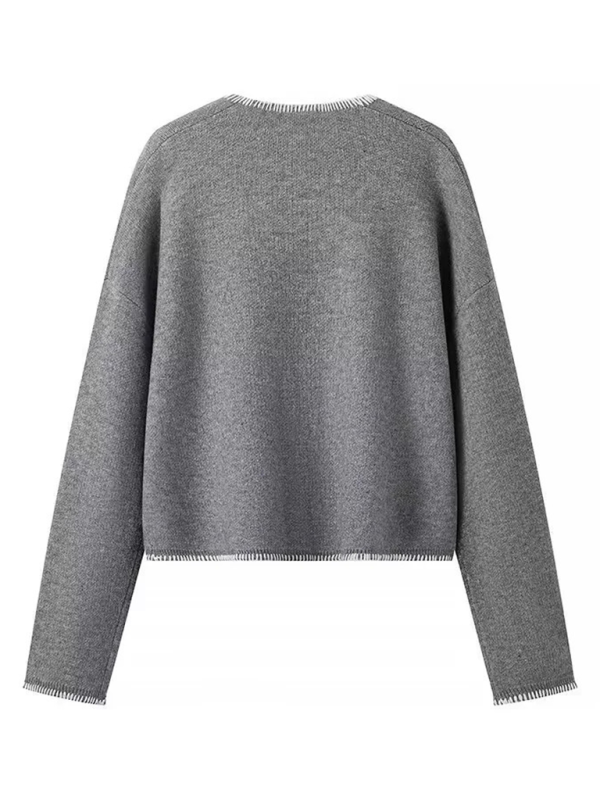 Sweaters - Modern Grey V-Neck Cropped Sweater