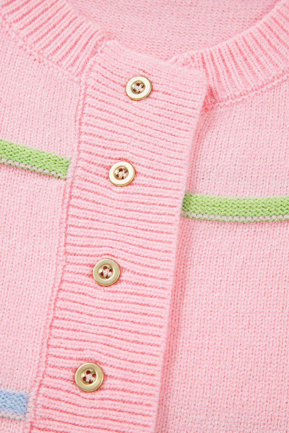 Sweaters - Pastel Striped Henley Sweater Drop Shoulder Knit Jumper