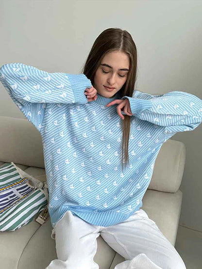 Sweaters- Pink Arrow Patterned Jumper Sweater for Women- - Chuzko Women Clothing