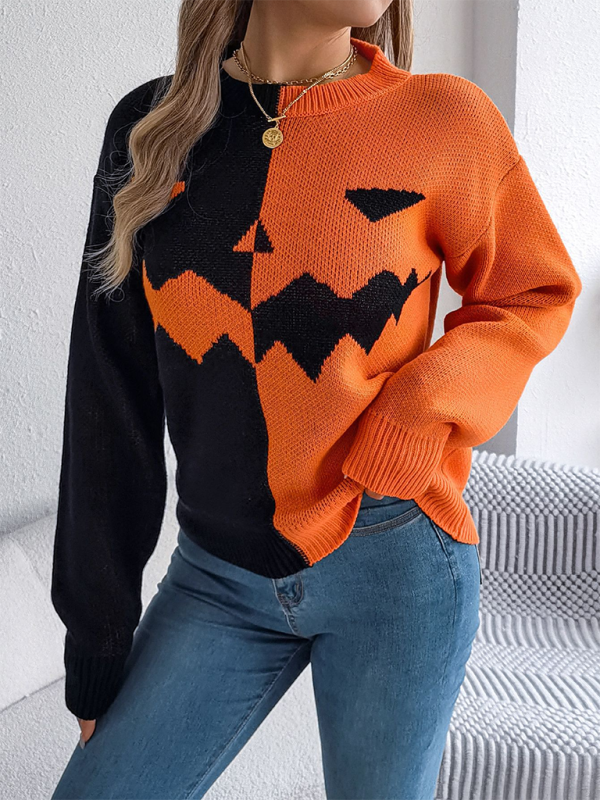 Sweaters - Pumpkin Spice Fair Isle Sweater Jumper for Halloween