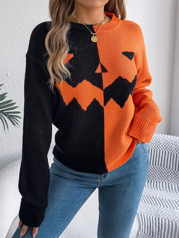 Sweaters - Pumpkin Spice Fair Isle Sweater Jumper for Halloween