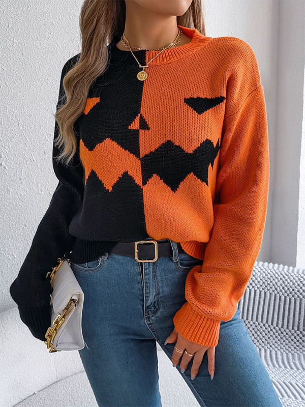 Sweaters - Pumpkin Spice Fair Isle Sweater Jumper for Halloween