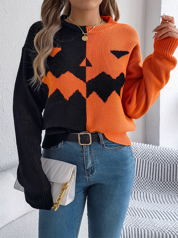 Sweaters - Pumpkin Spice Fair Isle Sweater Jumper for Halloween